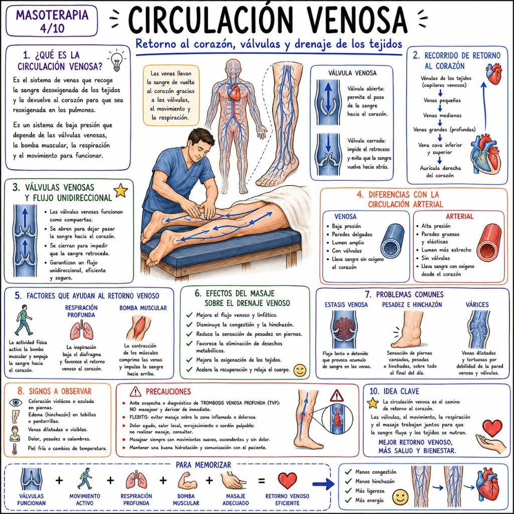 Circulación Venosa: Retorno al corazón, válvulas y drenaje de los tejidos