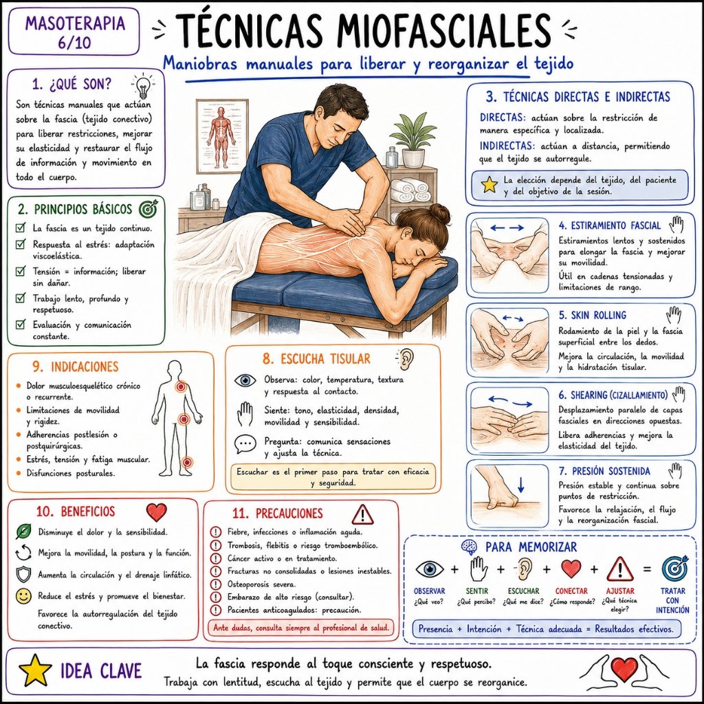 Técnicas Miofasciales: Maniobras manuales para liberar y reorganizar el tejido